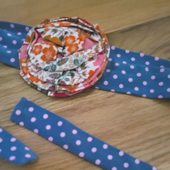 Blue Polka Dot Just the Thing Flower Headband - Picture 3 of 3